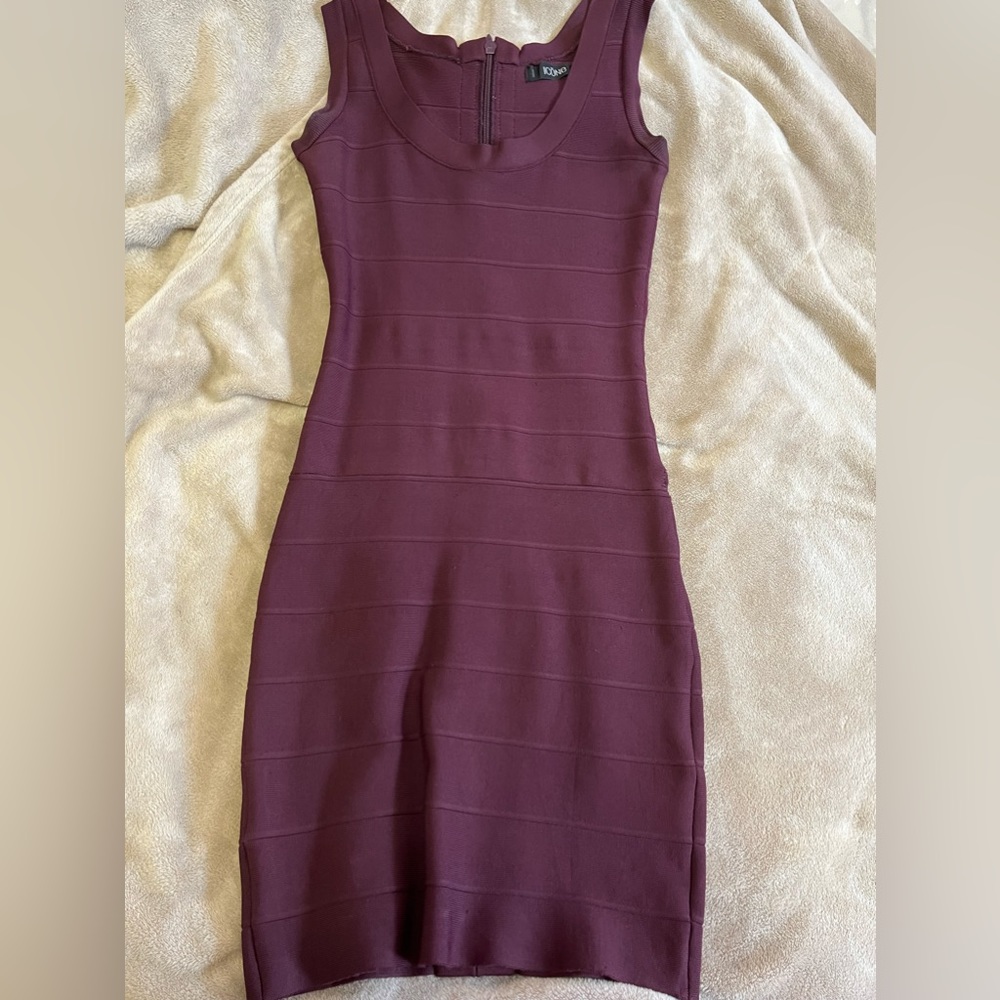 Simons burgundy bandage short dress